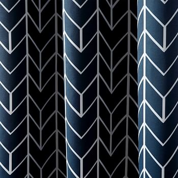 Sun Zero Kenwood Chevron Blackout Grommet Curtain Panel, 40" x 63", Navy Blue