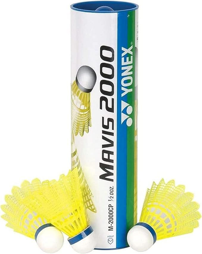 Yonex Mavis 2000 Blue Cap Medium Badminton Shuttlecock 6 Pack - Yellow