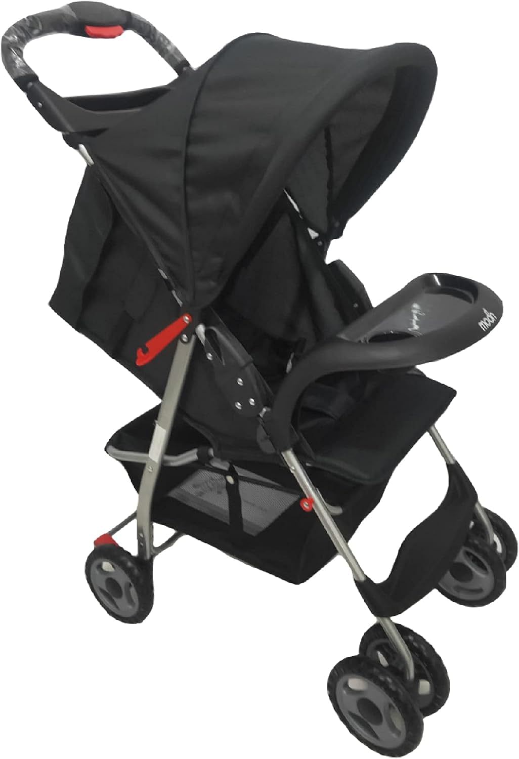 Moon Trek One Fold Adjustable Stroller With Swivel Wheel And Removable Tray - Black
