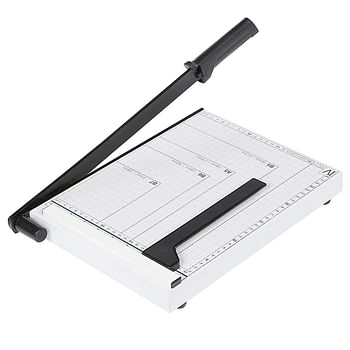 Paper Cutter with Metal Base, Paper Trimmer with Multi Sheet Capacity, Heavy Duty Blade for Photo Craft Cardstock, Large Paper Cutter - Black White