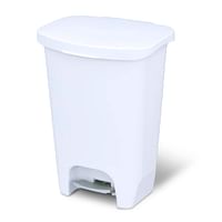 Glad 13 Gallon - 49 L - Trash Can | Plastic Kitchen Waste Bin with Odor Protection of Lid | Hands Free with Step On Foot Pedal and Garbage Bag Rings, 13 Gallon, White