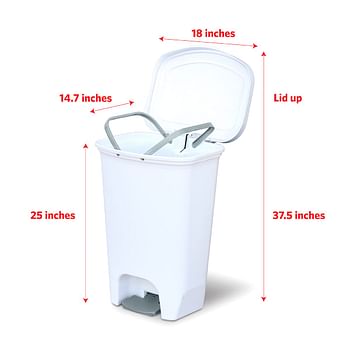 Glad 13 Gallon - 49 L - Trash Can | Plastic Kitchen Waste Bin with Odor Protection of Lid | Hands Free with Step On Foot Pedal and Garbage Bag Rings, 13 Gallon, White