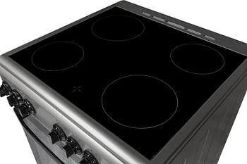 طباخ سيراميك قائم بذاته من وولف باور 60 × 60 سم - 4 مناطق للطهي - فرن كهربائي 65 لتر مع مروحة توربو - ستانلس ستيل - WCR6060CERMF