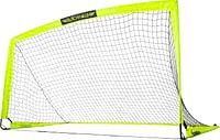 مرمى كرة القدم بلاك هوك الخلفي من فرانكلين سبورت - شبكة محمولة لكرة القدم للاطفال - قابل للطي ومناسب للاماكن المغلقة والمفتوحة، مقاس 9 قدم × 5.5 قدم - أصفر