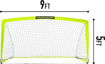 Franklin Sports Blackhawk Backyard Soccer Goal - Portable Kids Soccer Net - Pop Up Folding Indoor + Outdoor Goals - 9' x 5.5' - Optic Yellow