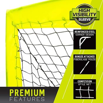 Franklin Sports Blackhawk Backyard Soccer Goal - Portable Kids Soccer Net - Pop Up Folding Indoor + Outdoor Goals - 9' x 5.5' - Optic Yellow