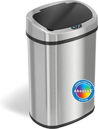 iTouchless 13 Gallon SensorCan Touchless Trash Can with Odor Control System - Stainless Steel - Oval Shape Kitchen Bin