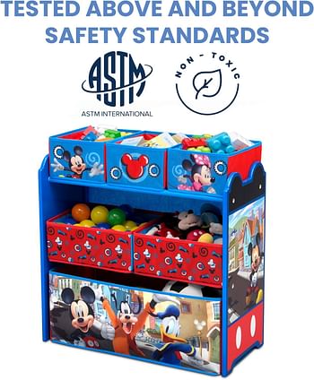 Delta Children Disney Mickey Mouse 6 Bin Design and Store Toy Organizer Mickey Mouse, TB84721MM-1054, TB84721MM, 24.61x11.81x26.57 Inch (Pack of 1)