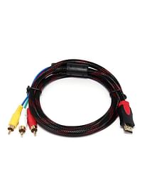 HDMI Male To 3 RCA AV Audio Video Cable Black - Red