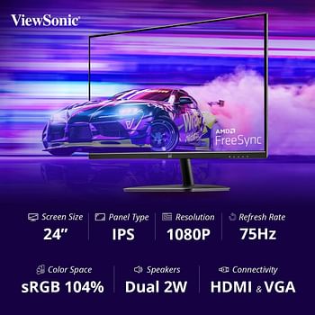 ViewSonic VA2732-H 27-inch Full HD IPS Monitor with Frameless Design, VGA, HDMI, Eye Care for Work and Study at Home