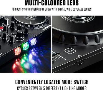 Numark Party Mix II - DJ Controller with Party Lights, DJ Set with 2 Decks, DJ Mixer, Audio Interface and USB Connectivity + Serato DJ Lite