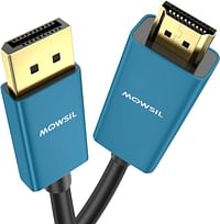 Mowsil HDMI to DP 4K Cable 3Mtr, DisplayPort to HDMI 4K@60Hz Cable,Support Eyefinity Multi-Display, Gold-Plated Connector and Aluminum Alloy Body