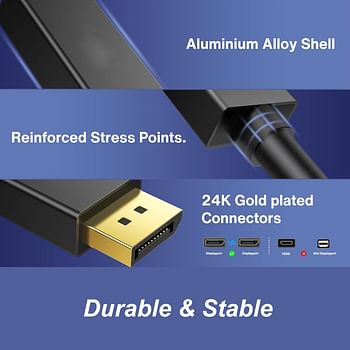 Mowsil HDMI to DP 4K Cable 3Mtr, DisplayPort to HDMI 4K@60Hz Cable,Support Eyefinity Multi-Display, Gold-Plated Connector and Aluminum Alloy Body