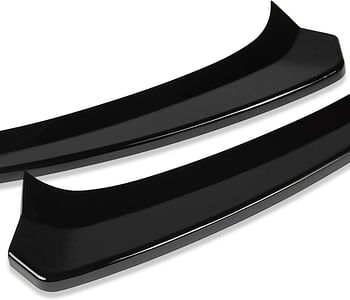 DNA MOTORING 2-PU-689-PBK Glossy Black ABS Front Bumper Lip with Vertical Stabilizer Compatible with 15-18 W205 C-Class Sport