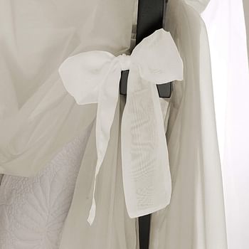 ستائر سرير ذات مظلة من رويال هوم مع أربطة علوية وظهر ربطة عنق، شفافة باللون الإيفوري لجميع مقاسات السرير