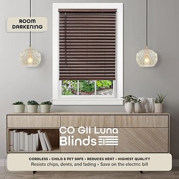 PowerSellerUSA Achim Home Furnishing Cordless GII Luna 2" Slat Mahogany Venetian Window Blinds 29" W x 64" L