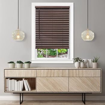 PowerSellerUSA Achim Home Furnishing Cordless GII Luna 2" Slat Mahogany Venetian Window Blinds 29" W x 64" L