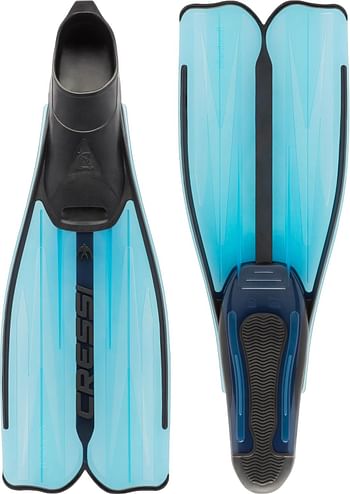 Cressi Rondinella Full Foot Snorkeling/Freediving Fins, Size 43|44/Color Aquamarine