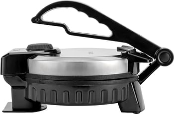 Geepas GCM 5429 8 Inch Chapati Maker - Non-stick Coating with Thermostat Control, Cool Touch Handle with Indicator Lights, Ideal for Making Breads, Chapati, Roti, 1000 Watt