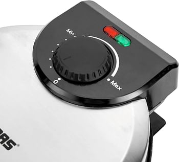 Geepas GCM 5429 8 Inch Chapati Maker - Non-stick Coating with Thermostat Control, Cool Touch Handle with Indicator Lights, Ideal for Making Breads, Chapati, Roti, 1000 Watt