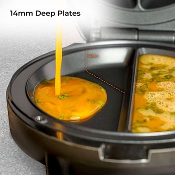 Geepas 1000W Omelette Maker | Dual Electric Non-Stick Egg Cooker | Automatic Temperature Control & Power Light Multi Cooker for Omelettes, Fried, Poached & Scrambled Eggs | Cool Touch