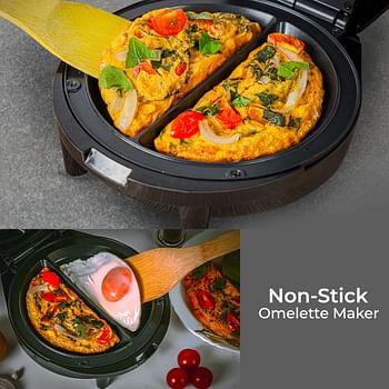 Geepas 1000W Omelette Maker | Dual Electric Non-Stick Egg Cooker | Automatic Temperature Control & Power Light Multi Cooker for Omelettes, Fried, Poached & Scrambled Eggs | Cool Touch