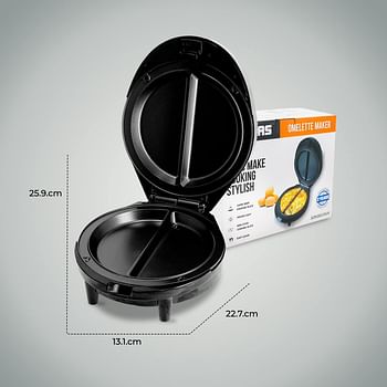 Geepas 1000W Omelette Maker | Dual Electric Non-Stick Egg Cooker | Automatic Temperature Control & Power Light Multi Cooker for Omelettes, Fried, Poached & Scrambled Eggs | Cool Touch