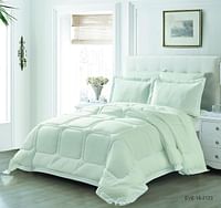 Elite Home 6 Piece King Size Duvet Cover Set,Snow White with Duvet Cover, Fitted Sheet, Pillow Cases, and Pillow Sham