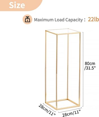 NUPTIO 2 Pcs Metal Flower Floor Vase Column Flower Stand Geometric Centerpieces Vase for Tables, 80cm/31.5in Tall Gold Flower Holder for Home Party Wedding Decorations, Rectangular Flower Display Rack