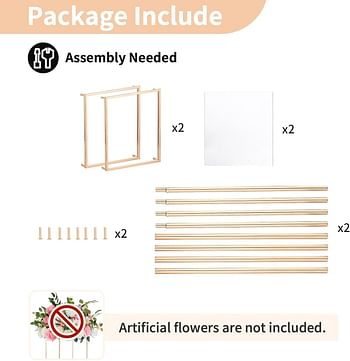 NUPTIO 2 Pcs Metal Flower Floor Vase Column Flower Stand Geometric Centerpieces Vase for Tables, 80cm/31.5in Tall Gold Flower Holder for Home Party Wedding Decorations, Rectangular Flower Display Rack