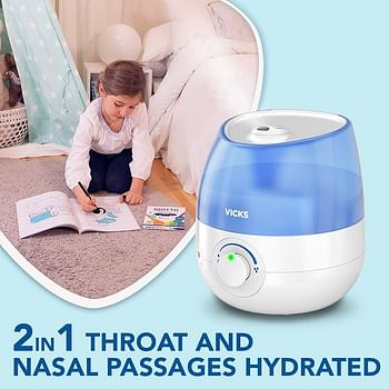 Vicks Mini Cool Mist Ultrasonic Humidifier - compact - quiet for better sleep -cough and cold - comfort -essential oils -humidity - rooms up to 15m2 - VUL525