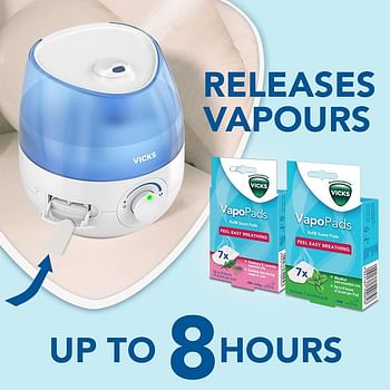 Vicks Mini Cool Mist Ultrasonic Humidifier - compact - quiet for better sleep -cough and cold - comfort -essential oils -humidity - rooms up to 15m2 - VUL525