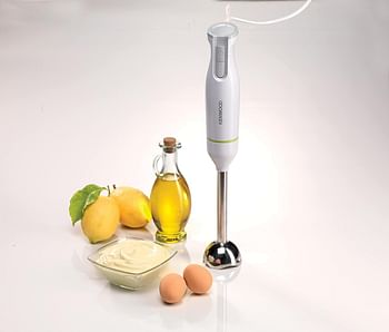 KENWOOD Hand Blender Metal Wand 600W Stick with Graduated Beaker -Turbo Function - Removable for Easy Cleaning HBM02.001WH White/Silver