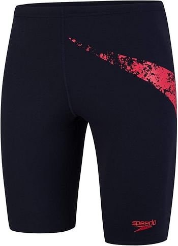 Speedo Men's Boomstar Placement Jammer, Size 40, True Navy-Fed Red