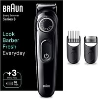 Braun BT 3410 Beard Trimmer 3 With Precision Wheel, 3 Styling tools, 50 mins Runtime. Ultra Sharp Blade, Ultimate Precision at Home, Look Barber Fresh Everyday