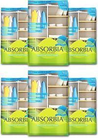 Absorbia Moisture Absorber Absorbia Hanging Pouch - Season Pack of 6 - 440 gms X 6 Pouches - Absorption Capacity 1000ml Each- Dehumidifier for Wardrobe, Closet And Bathroom - Fights Against fungus