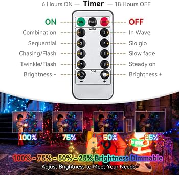 Sukesou Battery Christmas Lights Outdoor 33Ft 100 LED Fairy Lights for Indoor Outdoor Waterproof with Remote Timer 8 Modes Battery Operated String Lights for Outside Party Garden Christmas Tree Décor, Multicolor