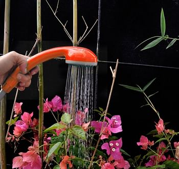 Ivation Portable Outdoor Shower -Battery Powered - Compact Handheld Rechargeable Camping Showerhead - Pumps Water from Bucket Into Stead - Gentle Shower Stream