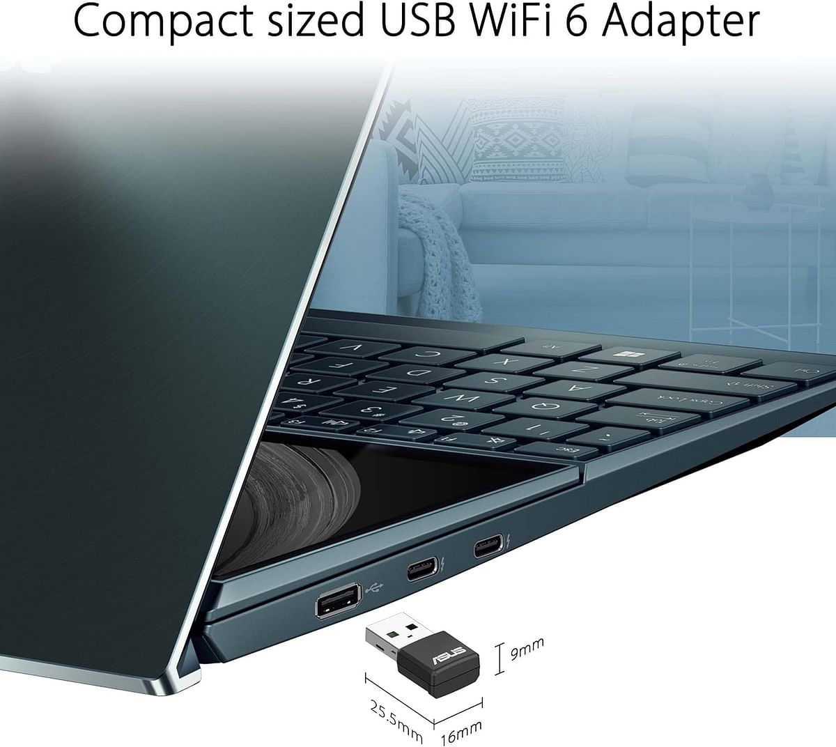 ASUS USB-AX55 Nano AX1800 Dual Band WiFi 6 USB Adapter, 1.8 Gbps Data Transfer Rate, 5GHz Frequency Band, OFDMA / MU-MIMO Ultra-high Efficiency, WPA3 Security - Black