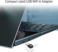 اسس محول USB AX55 نانو AX1800 ثنائي النطاق واي فاي 6 USB، معدل نقل بيانات 1.8 جيجابايت في الثانية، نطاق تردد 5GHz، OFDMA / MU-MIMO كفاءة عالية للغاية، أمان WPA3 - اسود
