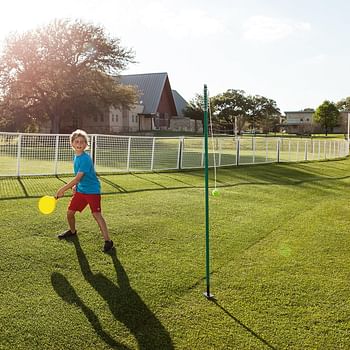 Champion Sports ttgame tetherball tennis - swingball outdoor lawn game for kids - adults and families - backyard tether kit with tennis ball and paddle set - One Size