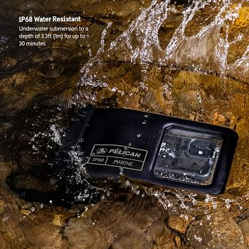 Case Mate Pelican Marine - IP68 Waterproof Phone Pouch/Case (Regular Size) - Floating Waterproof Phone Case - iPhone 14 Pro Max/ 13 Pro Max/ 12 Pro Max/ 11/ S22 Ultra/Pixel 7 - Detachable Lanyard - Black