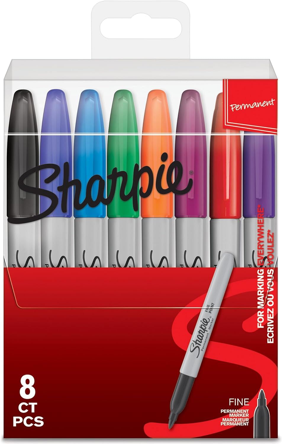 Sharpie Fine Point Permanent 8 Markers in Blister Pack, Multicolor
