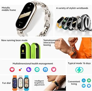 Xiaomi Smart Band 8 Graphite Black, Adaptive Display Brightness And High Refresh Rate, Ultra Long Battery Life, Quick Charge, 200+ Colorful Watch Faces, All-day Health Monitoring w/FREE STRAP