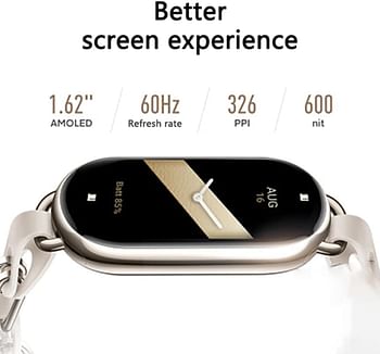 Xiaomi Smart Band 8 Champagne Gold | Adaptive Display Brightness & High Refresh Rate | Ultra Long Battery Life，Quick Charge | 200+ Colorful Watch Faces | All-day Health Monitoring w/FREE STRAP