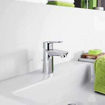 GROHE BauEdge Basin Mixer 1/2" | S-Size | With Plastic Pop-up Waste set 1 1/4" | Water Saving | Easy to Install | Chrome | 23328000