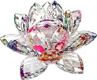 Amlong Crystal 3 inch Sparkle Lotus Flower Feng Shui Home Decor with Gift Box