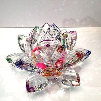 Amlong Crystal 3 inch Sparkle Lotus Flower Feng Shui Home Decor with Gift Box