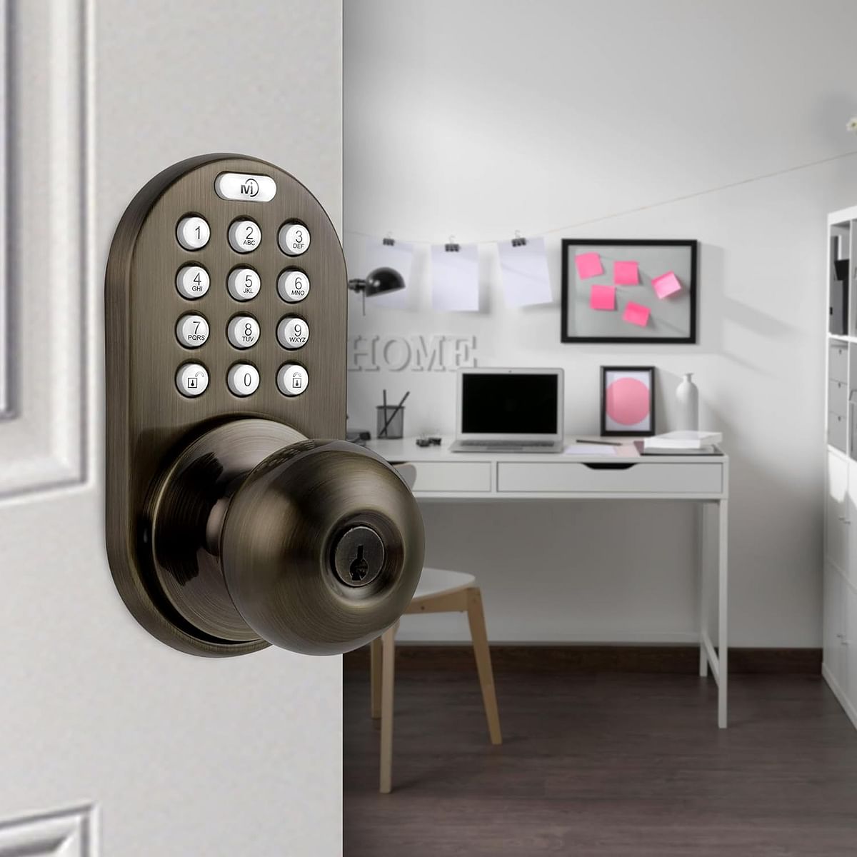 Milocks Tkk-02Aq Digital Door Knob Lock With Electronic Keypad For Interior Doors - Antique Brass