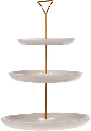 Shallow 7"/9"/11" 3 Tier Round Plate with Gold Stand